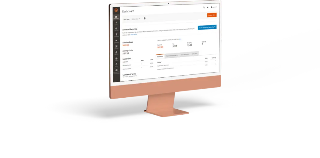 Magento dashboard